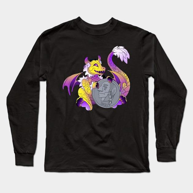 Nonbinary Pride Pocket Dragon Long Sleeve T-Shirt by TheMightyQ